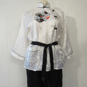 Vintage-Anzug, asiatischer Anzug, besticktes Hemd, Drachenhemd, Rayon-Shirt, 60er-Anzug, Vintage-Kleidung, Größe mittel, NOS