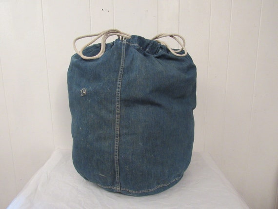 Vintage denim bag, duffle bag, denim duffel bag, vint… - Gem