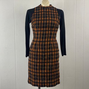 Vintage dress, size small, 1960s dress, plaid dress, Mod dress, vintage clothing