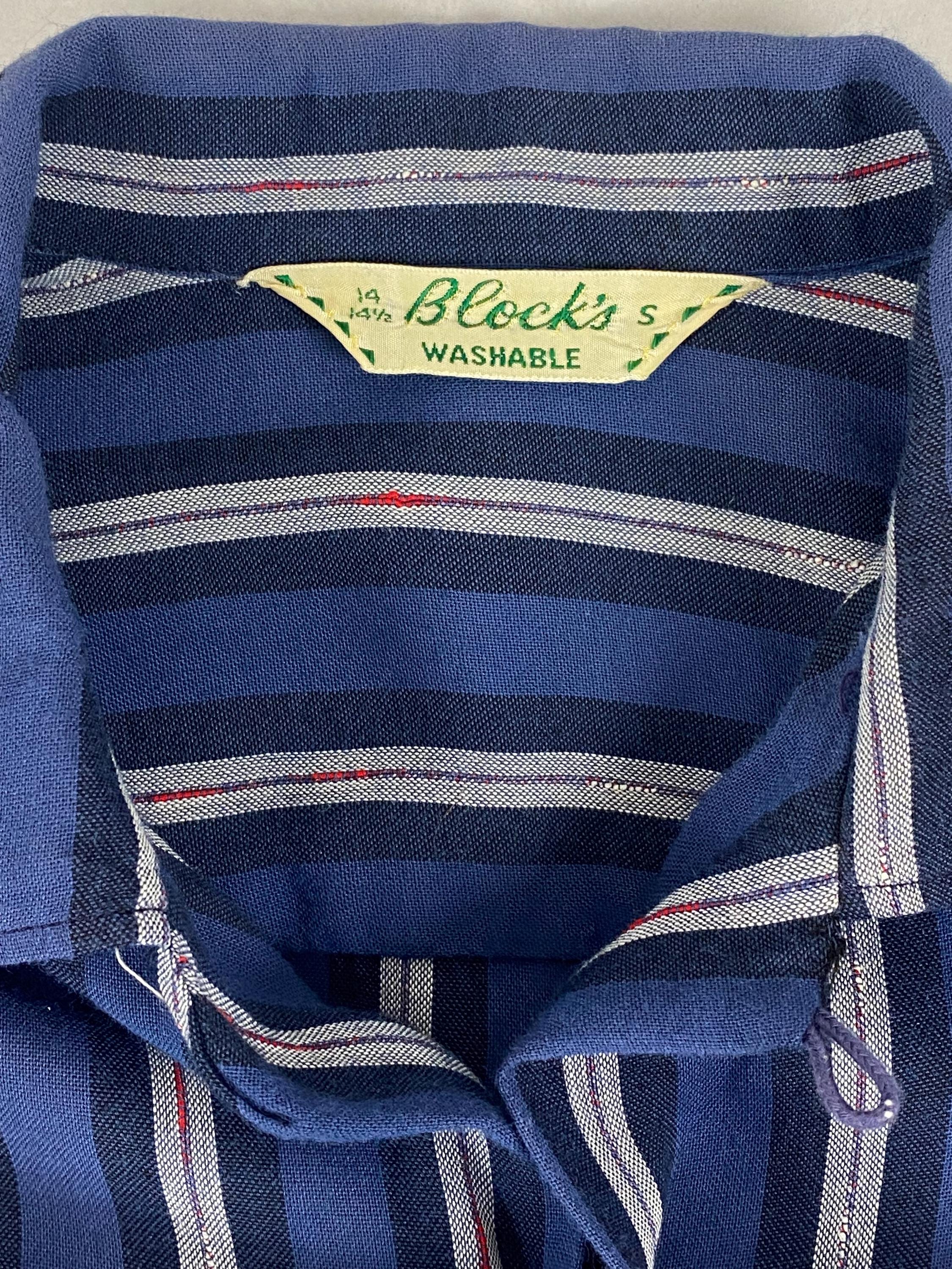 1950s Shirt, Size Small, Rayon Shirt, Striped Shirt, Top Button