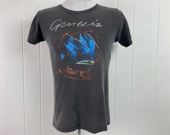 Vintage t shirt, band t shirt, Genesis t shirt, concert t shirt, tour t shirt, worn soft and thin, 1980s shirt, vintage clothing, size Med