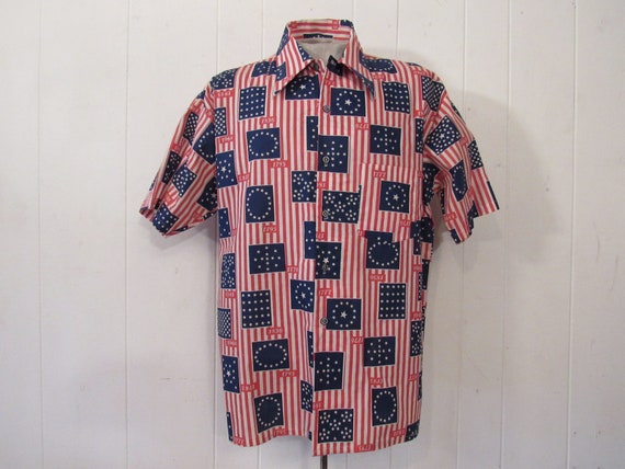 Vintage shirt, flag shirt, 1970s shirt, Kmart shi… - image 1
