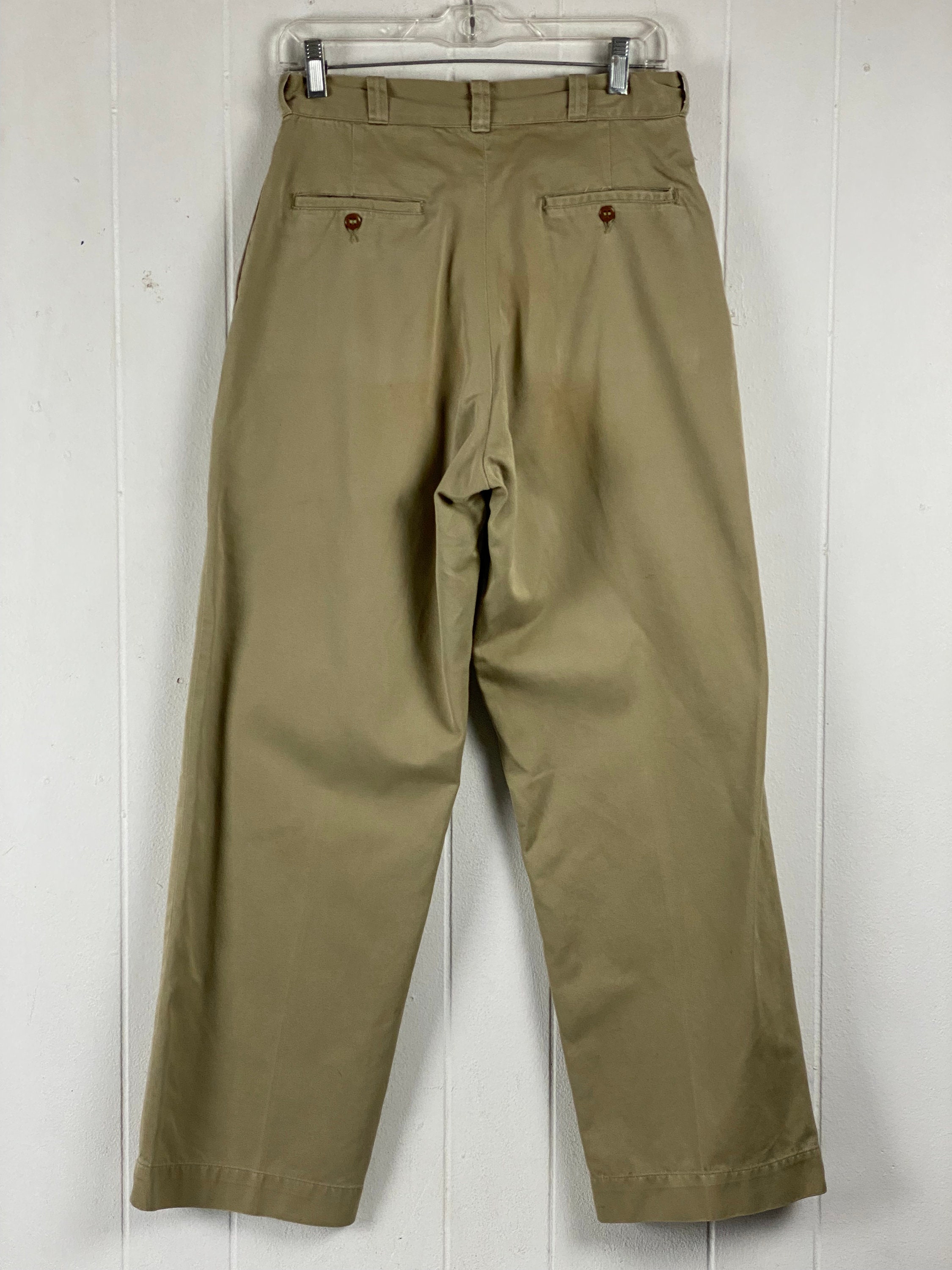 Pantalon Dickies Vintage Kaki Des Années 50 - Taille 30x30, Tissu Militaire Solide Et Stylé