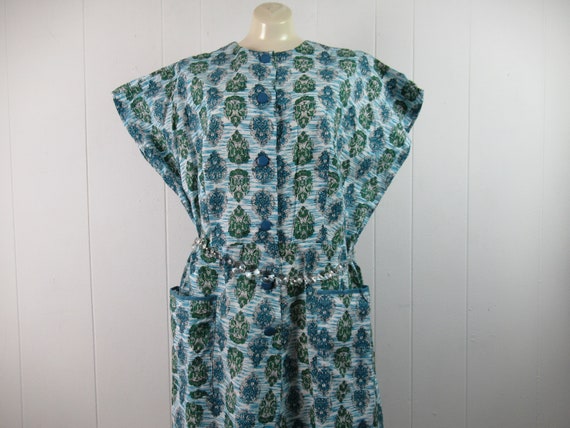 Vintage dress, 1950s dress, cotton dress, blue dr… - image 1