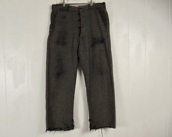 Vintage pants, 1930s work pants, moleskin pants, Cline Fabrics Hobart, vintage workwear, vintage clothing, size 35 x 28