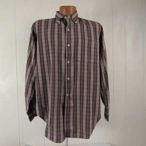 Vintage shirt, L, Madras plaid shirt, 1960s shirt, vintage Madras, vintage clothing, size medium