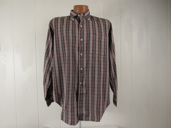 Vintage shirt, L, Madras plaid shirt, 1960s shirt… - image 1