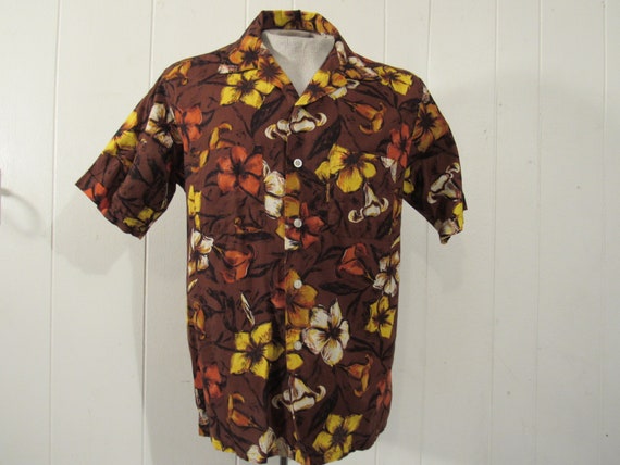 Vintage shirt, 1960s shirt, Hawaiian shirt, floral