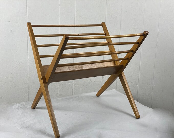 Modern Magazine Rack, Vintage Folding Magazine Rack, Mid Century