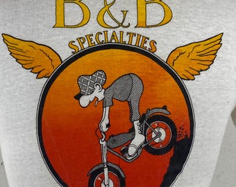 Vintage t shirt, size small, 1970s t shirt, motorcycle t shirt, B & B Specialties t shirt, Motocross t shirt, Hanes shirt, vintage clothing