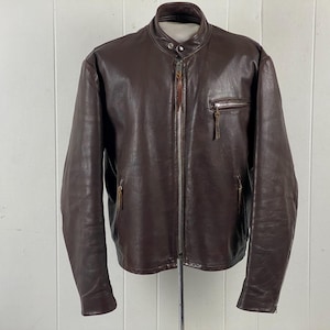 Vintage motorcycle jacket, size 46, motorcycle jacket, 1960s motorcycle jacket, brown motorcycle jacket, Lesco cafe racer, vintage clothing