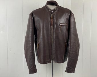 Vintage Lesco Leathers Brown Leather Motorcycle Jacket Sz 42 - Etsy
