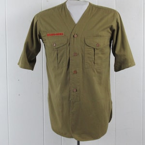 Vintage shirt, size small, Boy scout shirt, 1940s shirt, cotton shirt, short sleeves, button down shirt, B.S.A. shirt, vintage clothing