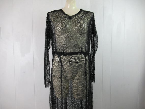 Vintage dress, 1940s dress, lace dress, black lac… - image 1