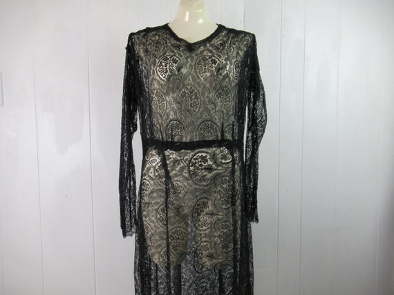 Vintage dress, 1940s dress, lace dress, black lack