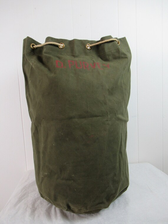 Vintage Bag, 1950s Bag, Canvas Bag, Duffel Bag, Camping Bag, D