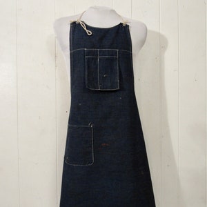 Vintage apron, 1950s apron, denim apron, vintage workwear, work apron, denim apron, vintage denim, 1950s denim, vintage clothing