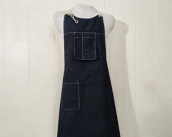 Vintage apron, 1950s apron, denim apron, vintage workwear, work apron, denim apron, vintage denim, 1950s denim, vintage clothing