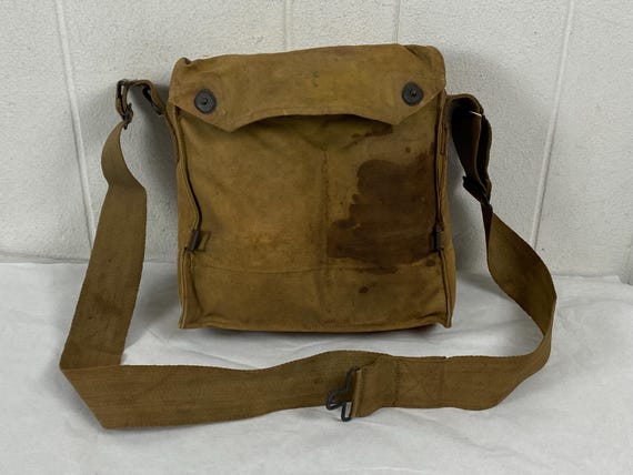 Vintage bag, 1910s bag, shoulder bag, WWI bag, messenger bag, U.S. Army bag, military gas mask bag, cross body canvas bag, vintage luggage