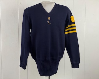 Vintage 50s 1950s Varsity Letterman Campus Wool Cardigan Sweater