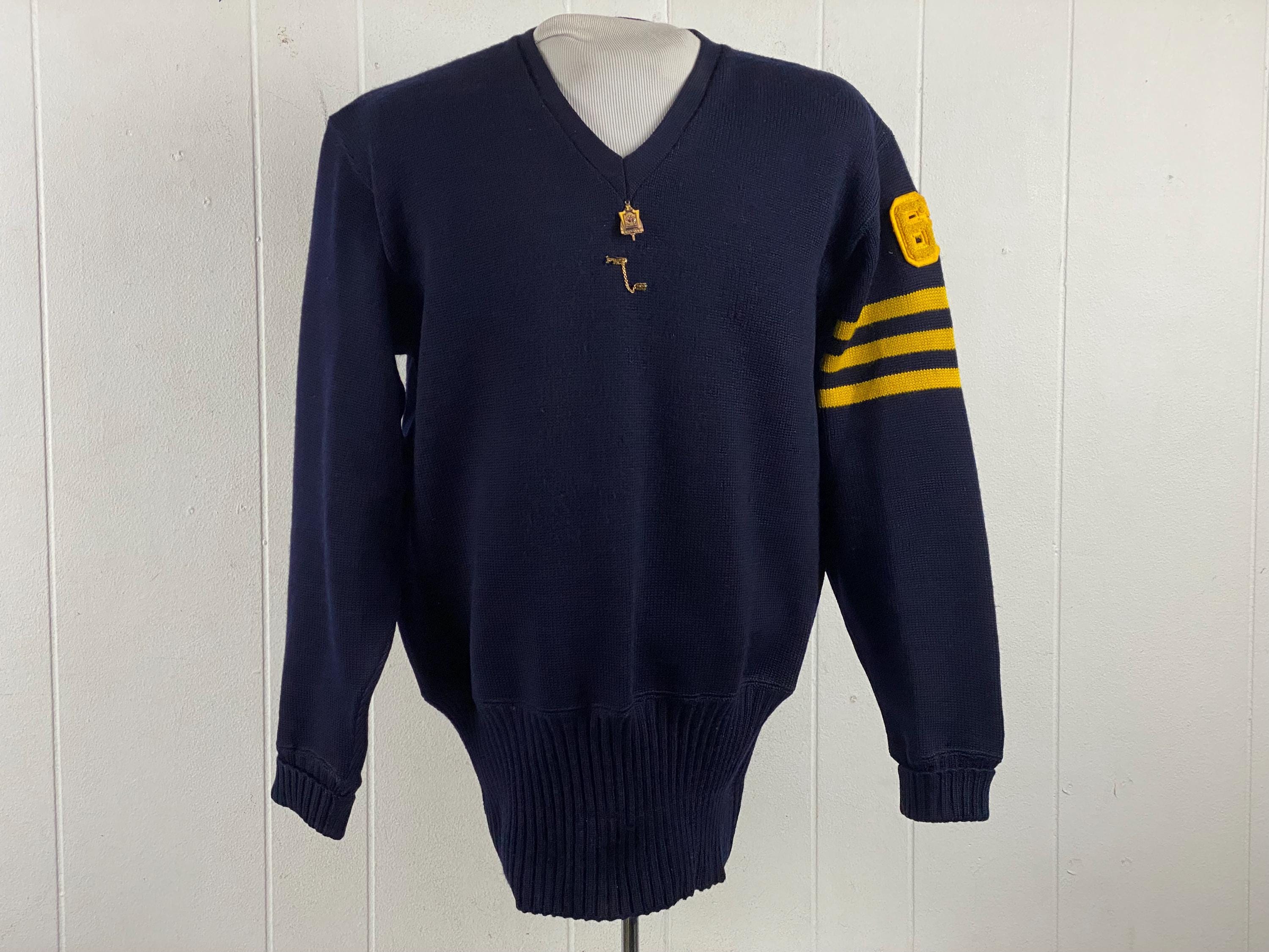 Vintage Sweater, Size XL, 1960s Sweater, Letterman Sweater, School