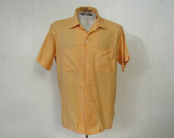 Vintage shirt, salmon pink shirt, top button loop, Arrow shirt, 1960s shirt, vintage clothing, size large