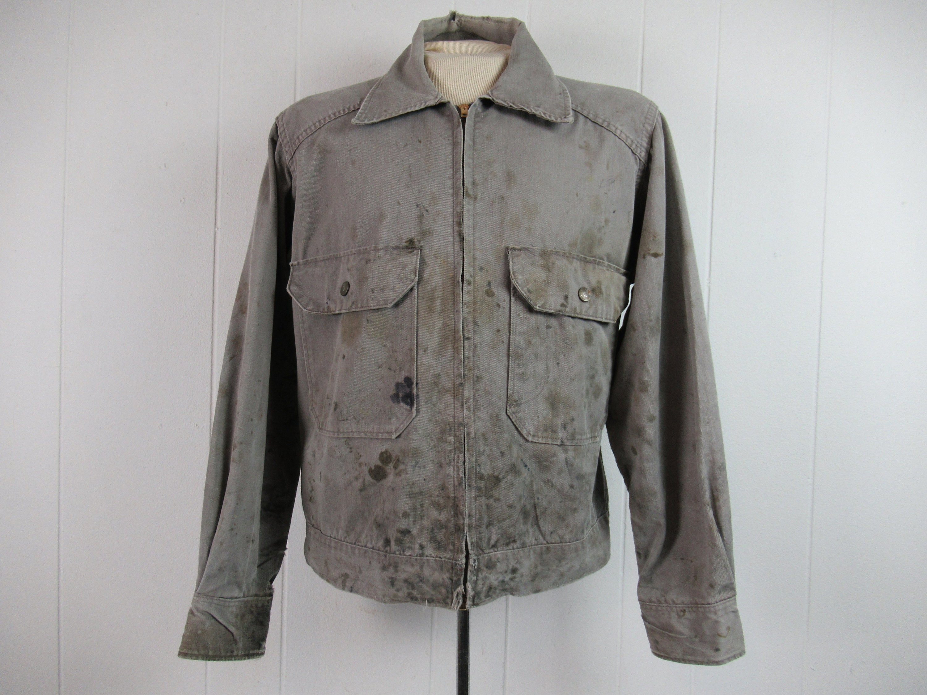 Dickies Mens XL Jacket Paint Splatter Grunge Destroyed Workwear