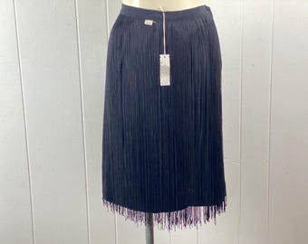 Vintage skirt, size small, fringe skirt, 1960s skirt, black skirt, rayon skirt, vintage clothing, NOS