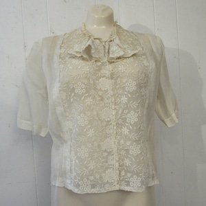 Vintage blouse, victorian shirt, sheer shirt, lace shirt, 1900s blouse, hippy blouse, vintage clothing, size large