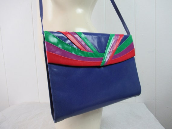 Vintage purse, 1980s purse, rainbow purse, Nina p… - image 1