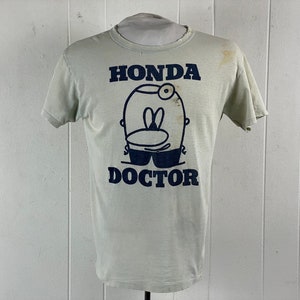 Vintage t shirt, size medium, 1970s t shirt, Honda Doctor, motorcycle t shirt, Phil&#39;s Cycle Shop, worn soft and thin, vintage clothing