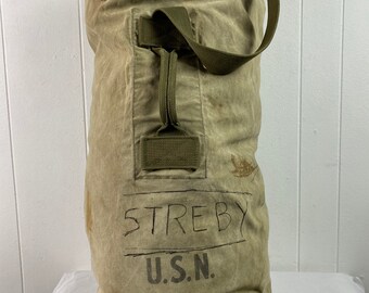 ヴィンテージ ダッフルバッグ、1940 年代のバッグ、USN バッグ、海軍