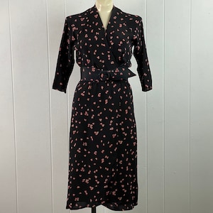Vintage dress, 1940s dress, Hearts dress, Rayon dress, Rockabilly dress, wrap dress,Together dress Caliendo, vintage clothing, size small