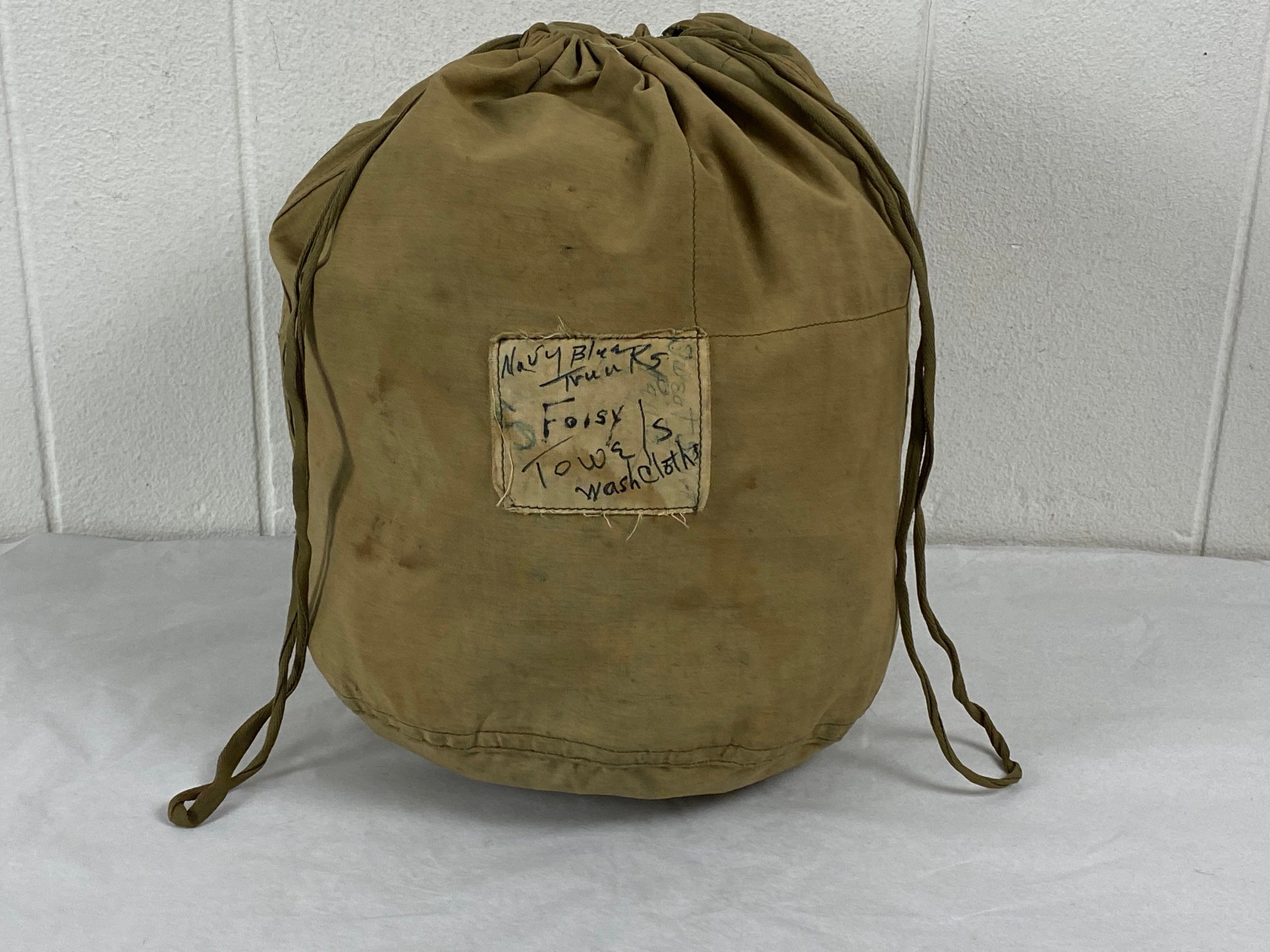 Vintage Bag, 1920s Bag, Cotton Bag, Vintage Ditty Bag, Military