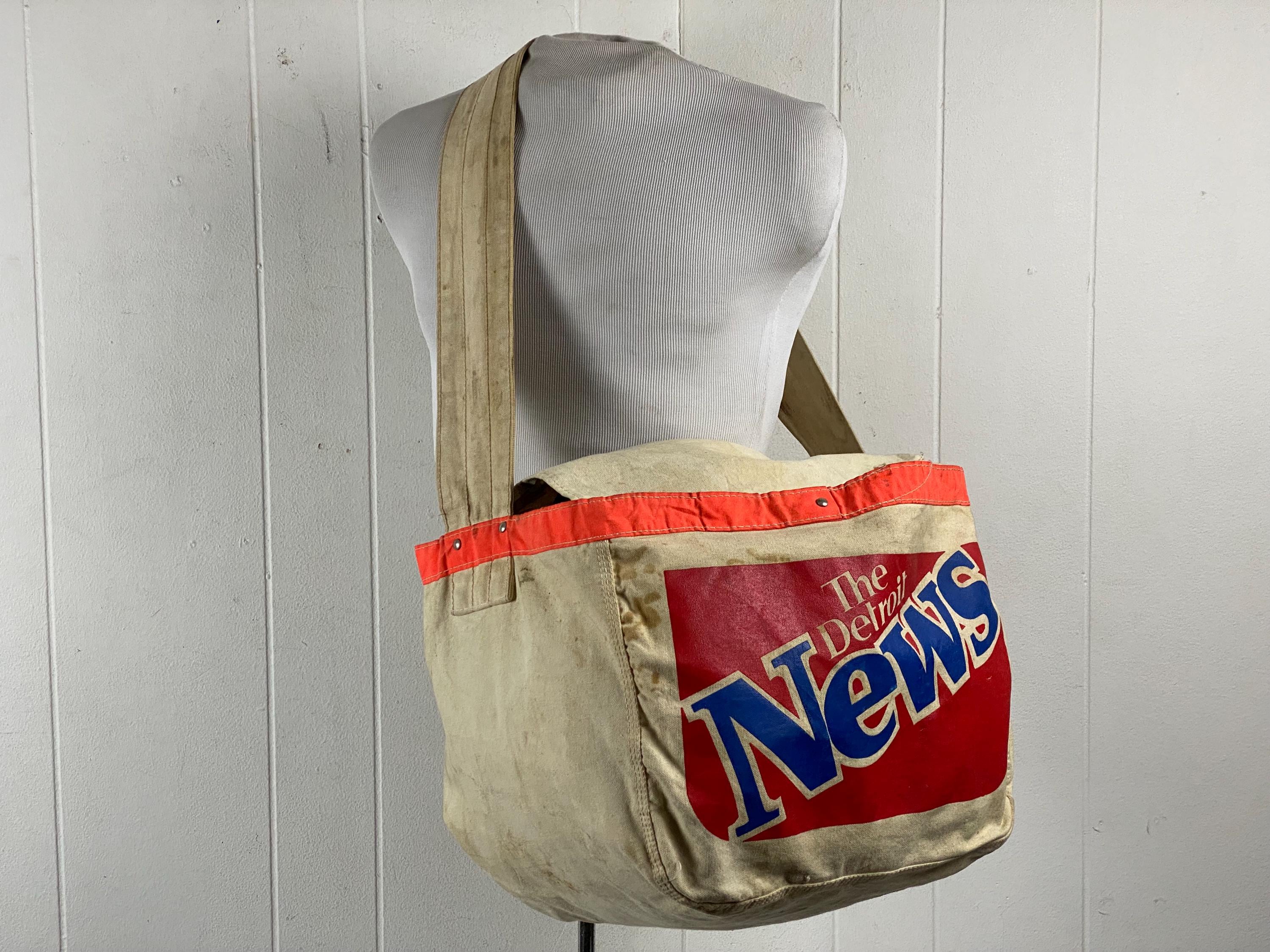 Vintage Newspaper Bag, Newsboy Bag, Detroit News Bag
