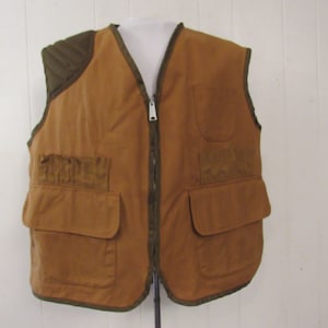 Vintage hunting vest, hunting vest, brown duck vest, 1960s vest, shooting vest, removable back pouch, backpack, vintage clothing, XL