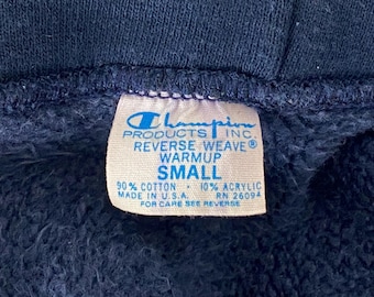 Vintage sweatshirt, size small, Champion blue Label sweatshirt, 1960s sweatshirt, Reverse Weave Warm Up hoodie, Michigan, vintage clothing