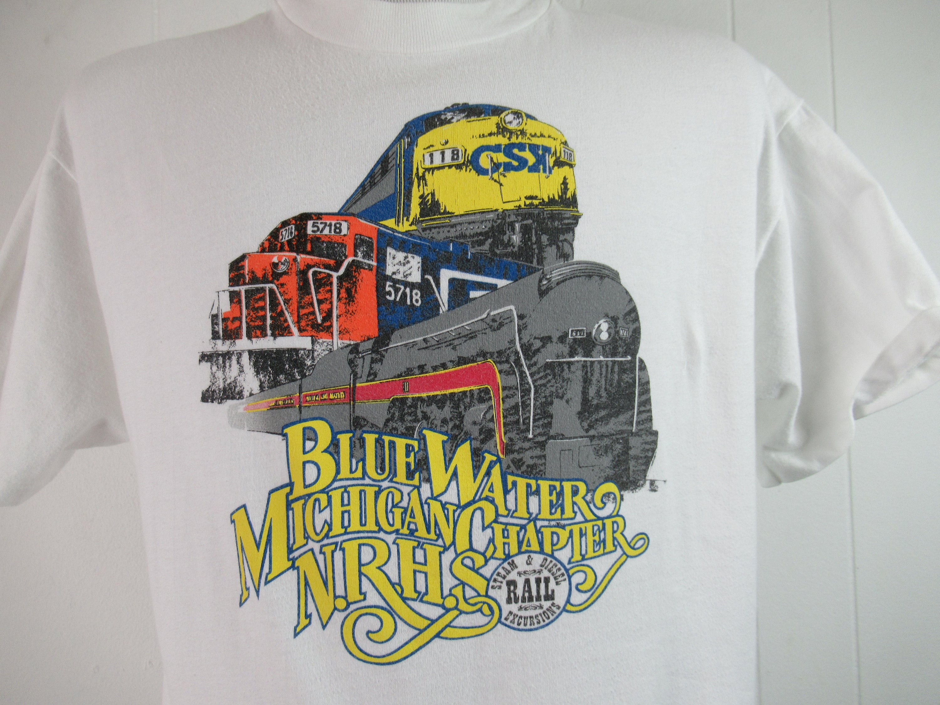 T-shirt Ancien Vintage Train Locomotive - Musée Des Transports - Taille S - Blanc - Occasion Très Bon état