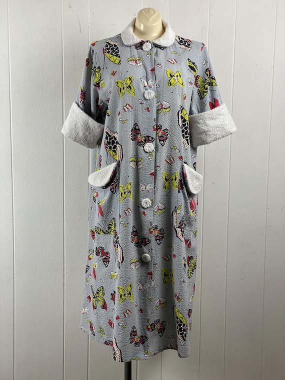 Vintage robe, size large, 1950s robe, butterfly r… - image 10