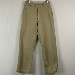 Vintage pants, 28&quot; X 31&quot;,  1940s pants, high waisted pants, khaki pants, Army pants, military pants, khaki Chino&#39;s, WWII, vintage clothing