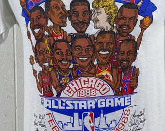Caricature T Shirt, Size Medium, 1988 NBA All Star Game, 1980s T