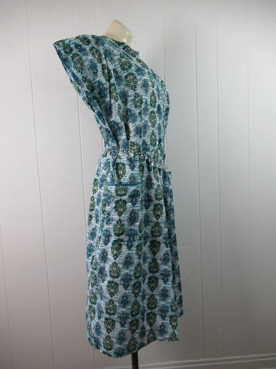 Vintage dress, 1950s dress, cotton dress, blue dr… - image 4