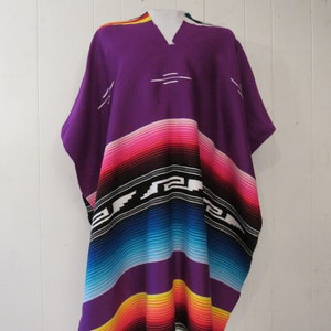 Vintage poncho, Mexican poncho, Serape Saltillo, Mexican textile, vintage blanket poncho, vintage clothing, size large image 1