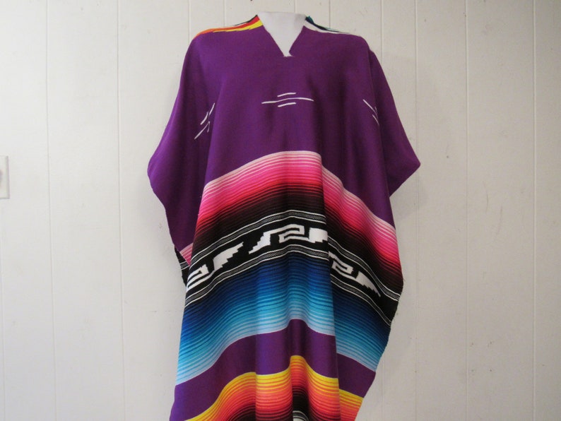 Vintage poncho, Mexican poncho, Serape Saltillo, Mexican textile, vintage blanket poncho, vintage clothing, size large image 1