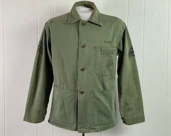 Vintage Jacke, USMC Jacke, 1940er Jahre Jacke, U.S. Marines Jacke, USMC Schablone, HBT Jacke, Militärjacke, Vintage Kleidung, Größe Medium