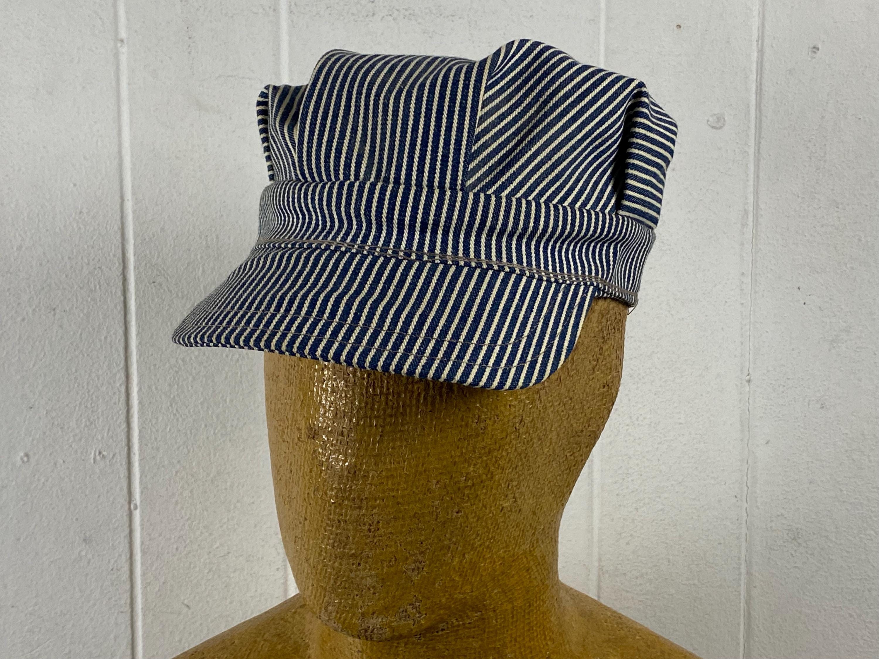 Vintage Cap, Size Large, 1950s Engineer Cap, Vintage Hat, Hickory