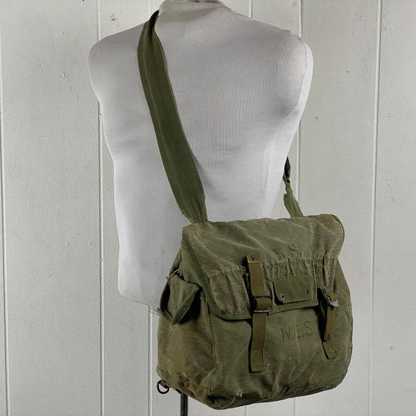 Vintage Tasche, Umhängetasche, 1940er Jahre Tasche, US Army Tasche, WWII Tasche, Messenger-Tasche, Schultertasche, Militärtasche, Vintage Gepäck