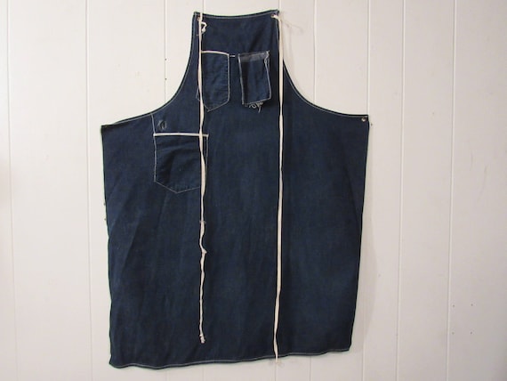 Vintage apron, 1940s apron, blue apron, vintage wo