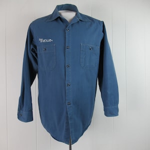 Vintage shirt, 1950s shirt, vintage workwear, HBT cotton shirt, vintage work shirt, Mario shirt, mechanic&#39;s shirt, vintage clothing, size M