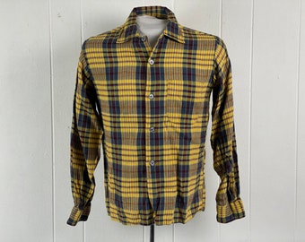 Vintage shirt, maat small, Cavella shirt, shirt uit de jaren 60, geruit shirt, geruit shirt, rayon shirt, Rockabilly shirt, vintage kleding
